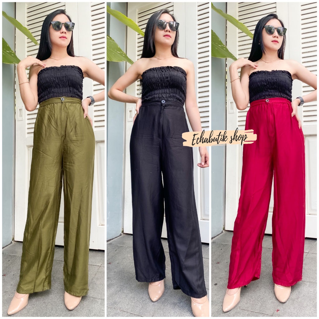 CELANA KULOT HIGHWAIST KANCING RESLETING