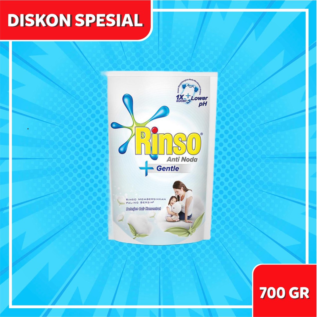 RINSO DETERJEN BUBUK GENTLE POWDER 700 GR | MEMBERSIHKAN PALING BERSIH | ANTI NODA | TERUJI SECARA D