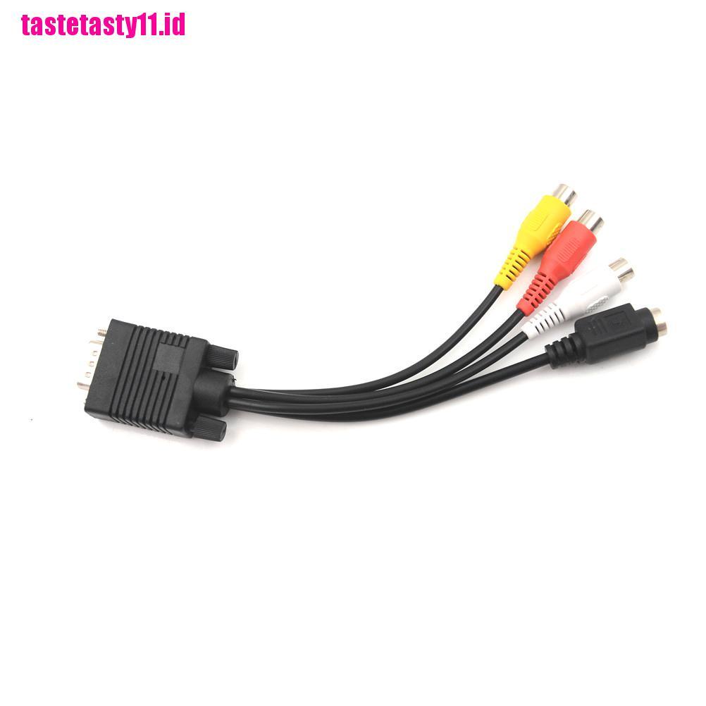 【TTID】1pcs Video Cable Laptop PC HDTV Connector VGA Male to S-Video 3 RCA Jack