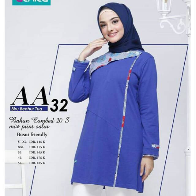 BLOUSE ALNITA KAOS AA 32 BIRU BENHUR BUSUI COMBED 20s GROSIR KAOS