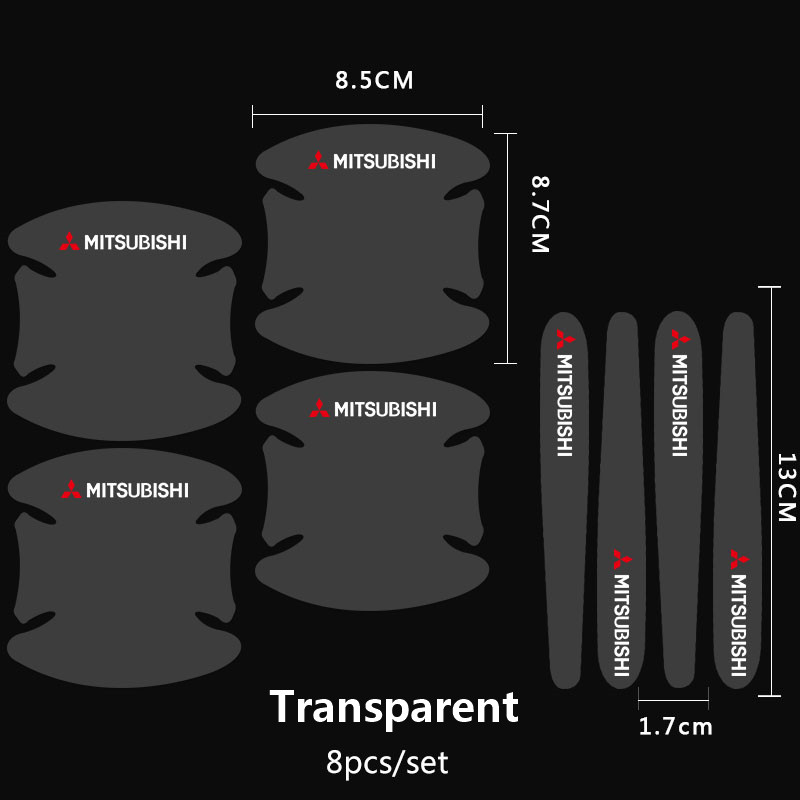 8pcs Stiker Film Pelindung Handle Bahan Carbon Fiber Untuk Mitsubishi