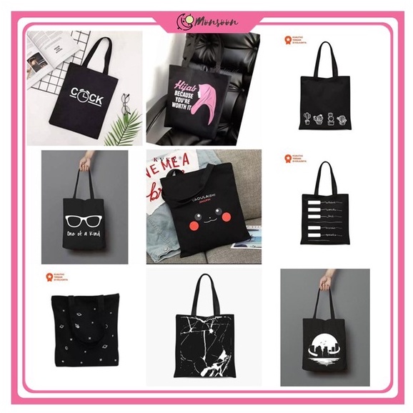 Monsoon - Totebag (PAKAI SELETING) Tote bag GAMBAR UNIK kpop murah wanita custom motif