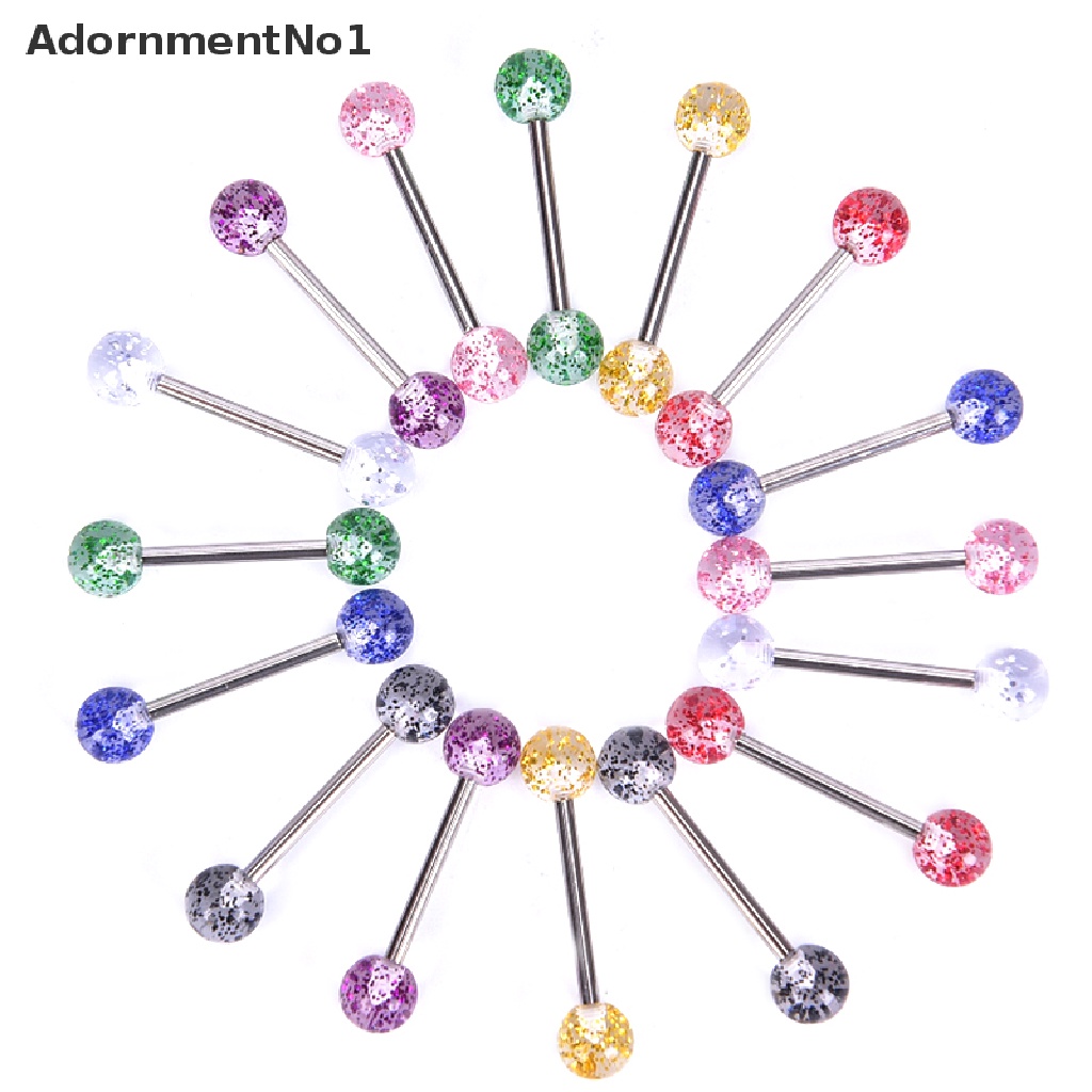 [AdornmentNo1] 8PCS/Set Colorful Glitters Tongue Rings Barbell Ball Body Piercing Jewelry [new]