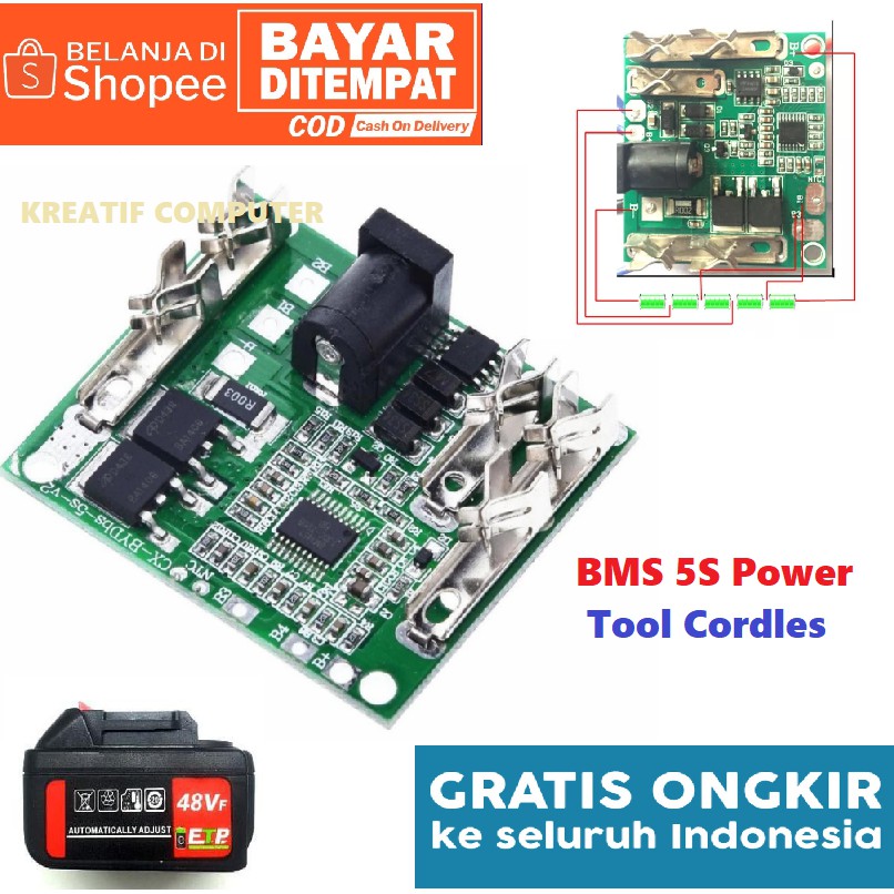 BMS 5S Power Tool Cordless Pengganti Modul Bor Baterai