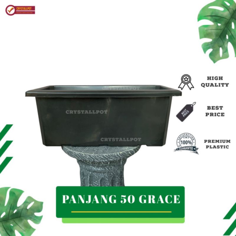 pot bunga tanaman persegi panjang Grace 50 hitam - PANJANG 50 GRACE