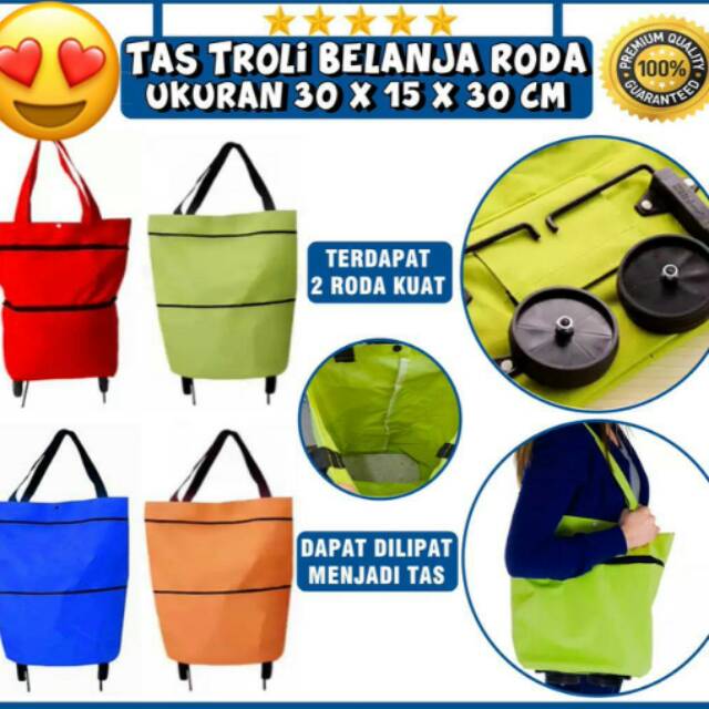 Tas Belanja Troli Lipat Motif Pakai Roda Trolly Bag Shopping Foldable