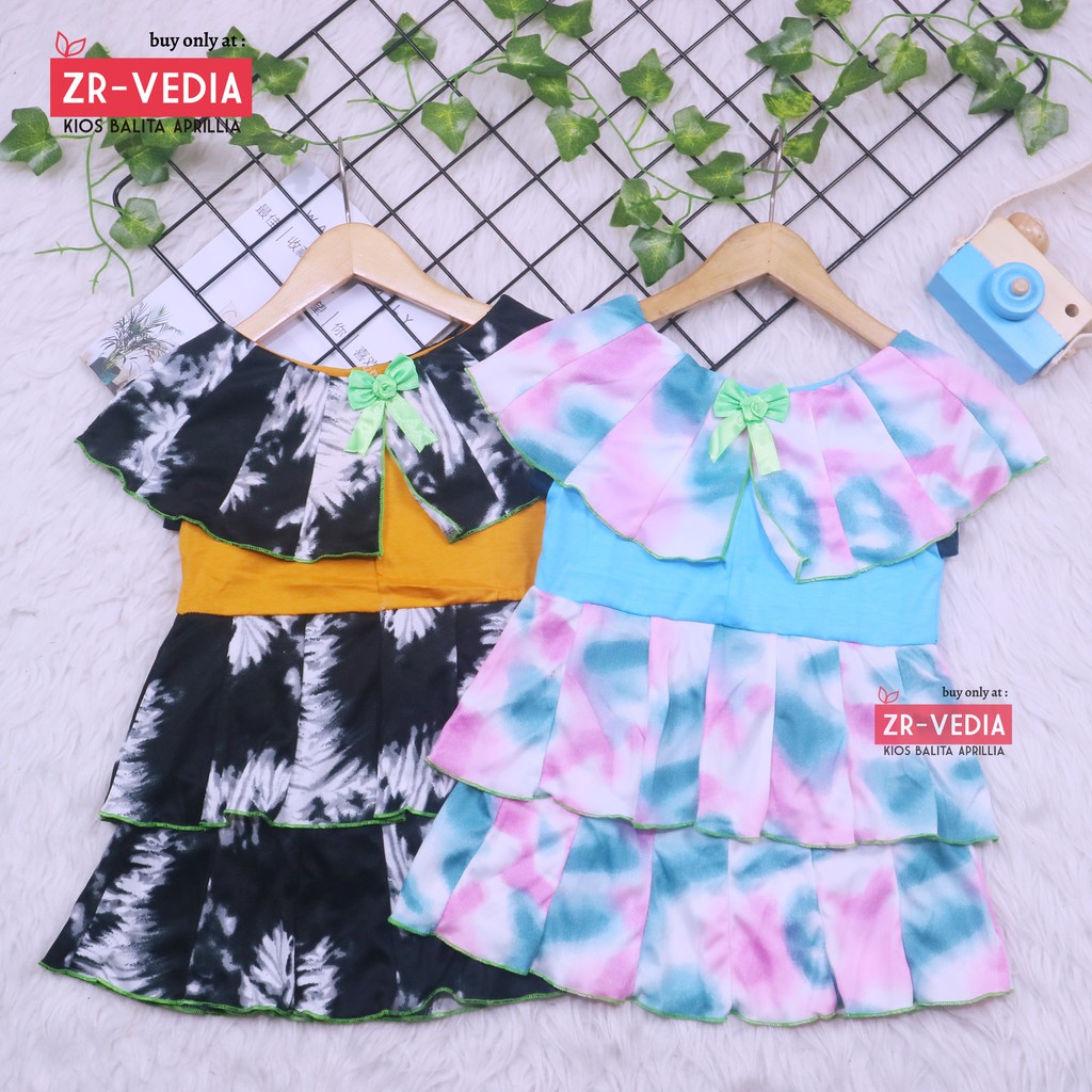 Dress Arumi size 1-2 Tahun /  Baju Kensi Cewek Katun Adem Dres Cape Gaun Pesta Anak Perempuan Murah