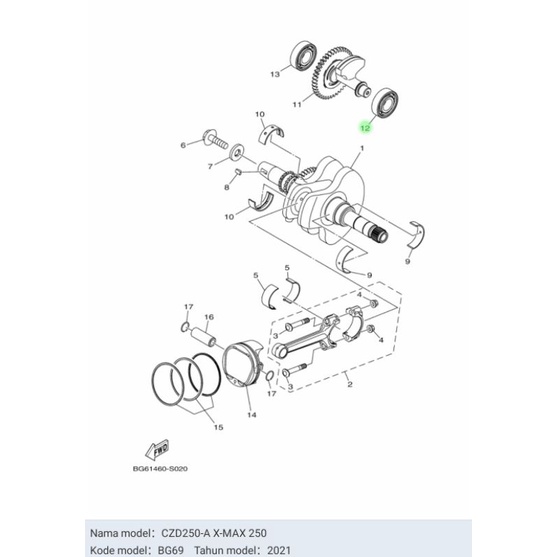 BEARING LAHER BALANCER XMAX X MAX ASLI ORI YAMAHA 93306 303YT