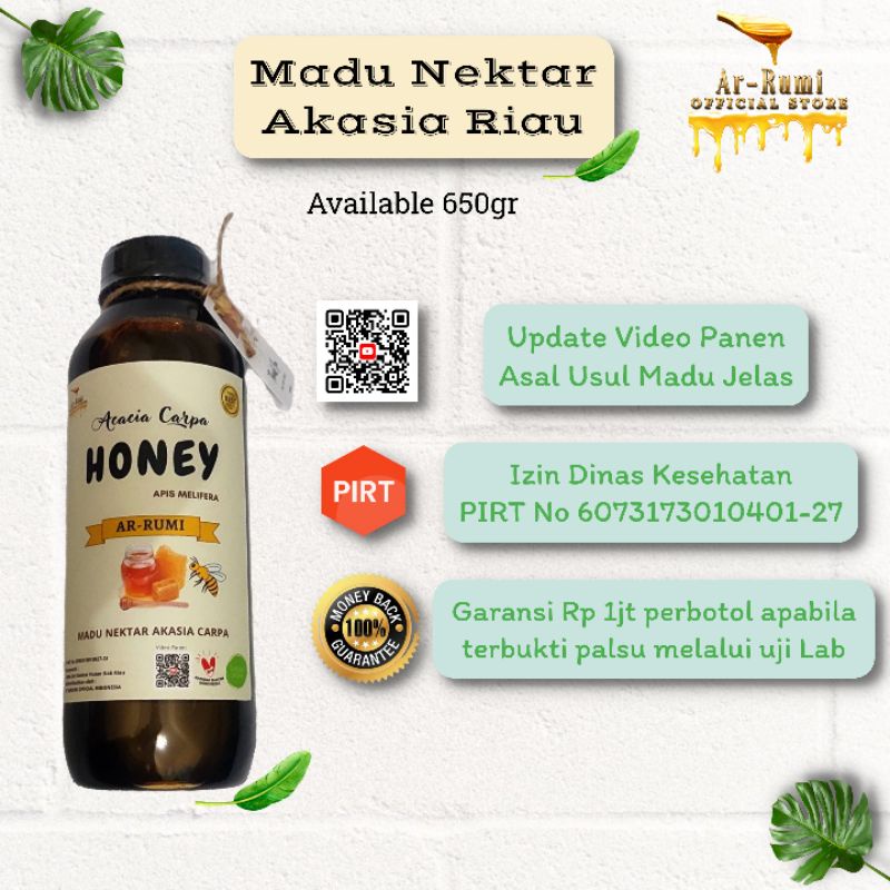 

Ar Rumi Madu Akasia Carpa Carva Riau Raw Honey Asli Murni 650gr Apis Melifera