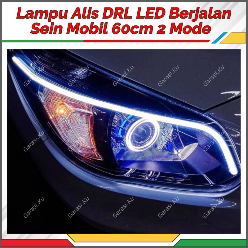 LAMPU DRL LED ALIS SEN MOBIL BERJALAN 2 MODE 60 CM + WELCOME LIGHT MODEL SLIM TIPIS