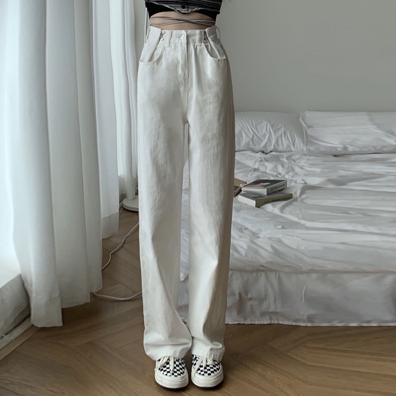 high waist celana kulot putih~celana jeans kekinian pengecil~celana jeans longgar