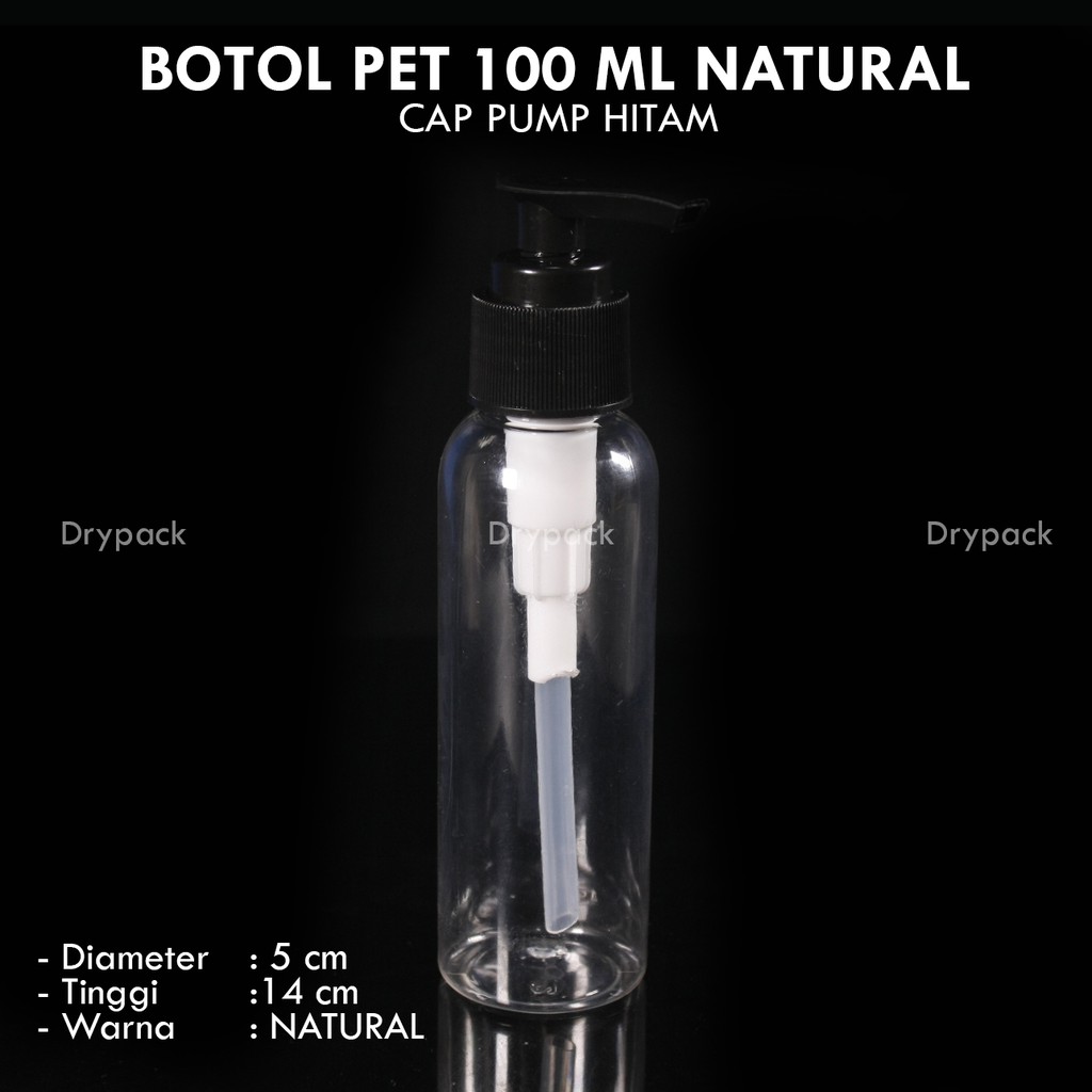 Botol Pump 100ml Natural Tutup Hitam