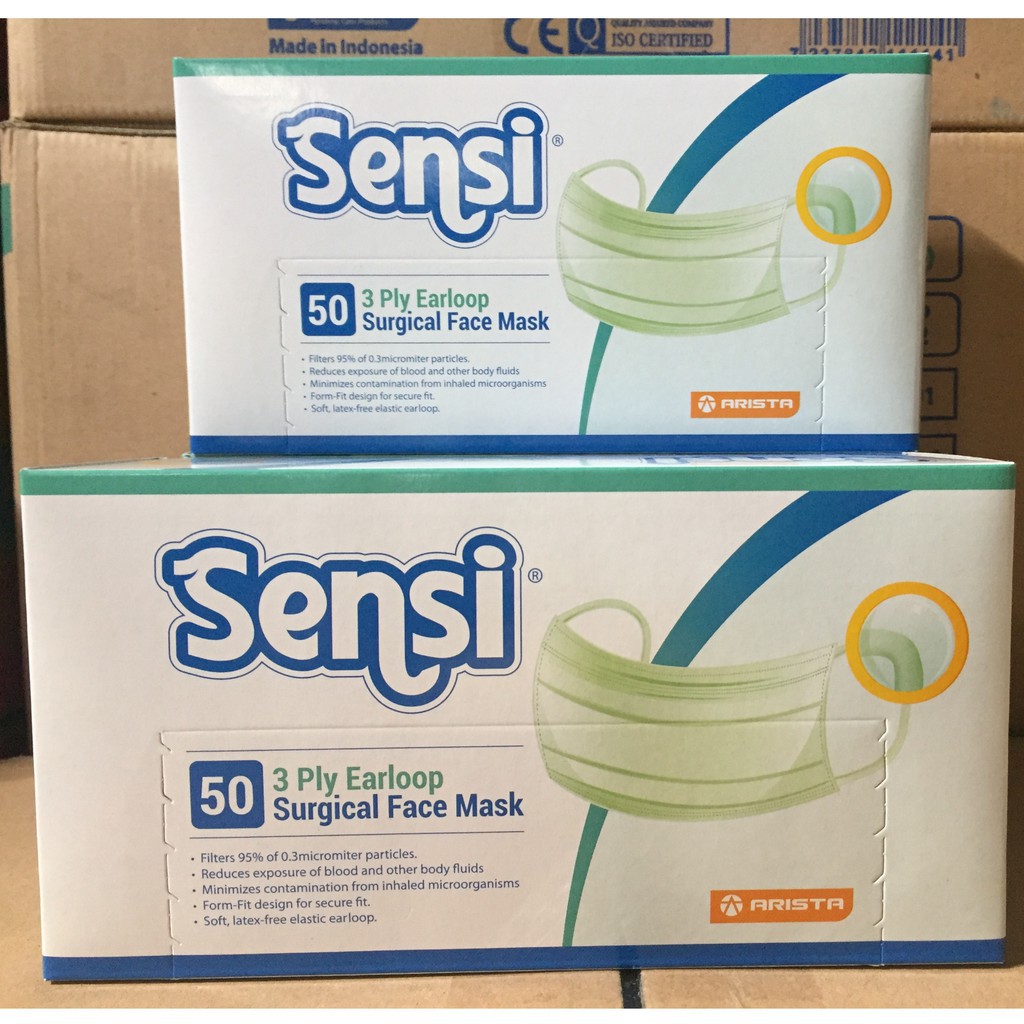  MASKER  SENSI  3PLY EARLOOP SURGICAL FACE MASK BOX ARISTA  