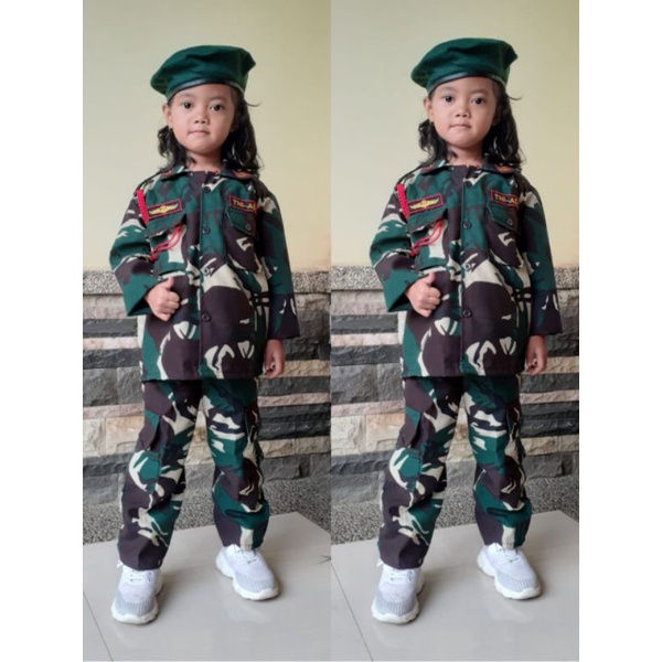 BAJU SERAGAM ANAK TNI ANAK LORENG || SETELAN TNI AD TENTARA POCIL