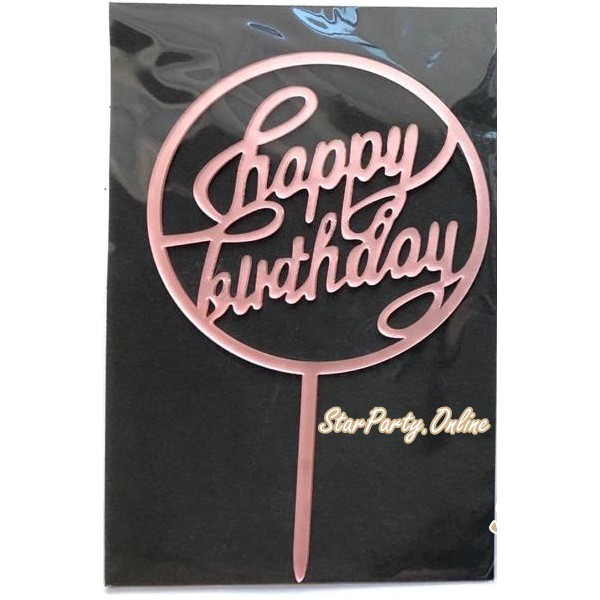 Topper HBD Bulat Single /Hiasan Kue /Cake Topper /Hiasan Tusuk Kue