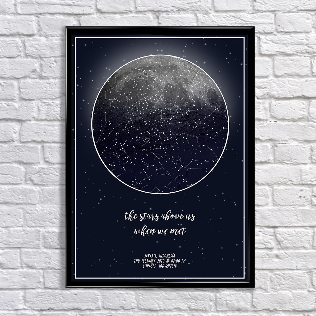 

MOON SKY custom constellation star map personalized framed A3 printed poster unique gift decoration