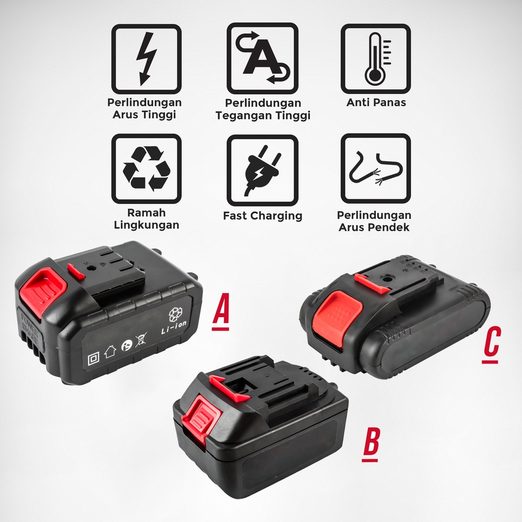 New Baterai Litium A/B/C Li-Ion Baterai Bor Electric Cordless Rechargeable High Quality - Baterai A/B/C