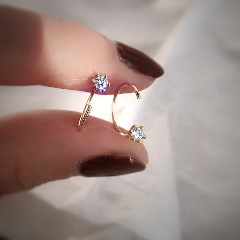 Anting Kait Mini Hias Berlian Imitasi Untuk Perempuan