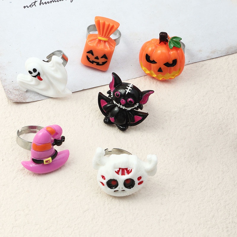 Cincin Desain Labu Hantu Bahan Resin Untuk Halloween