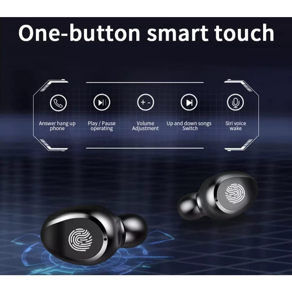 Headset Bluetooth LED Digital F9 TWS 5.0 Wireless Earbuds/F9 TWS Earbud Wireless Earphone Bluetooth Earphone 5.0 Headset Gaming Tahan Air Touch Control Layar Digital LED dengan Mikrofon 3500MAh Charger Kotak