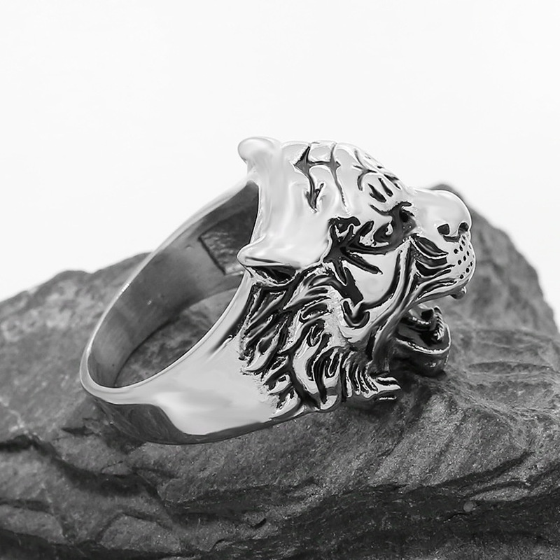 Cincin Desain Hewan Harimau Gaya Punk Untuk Pria Dan Wanita