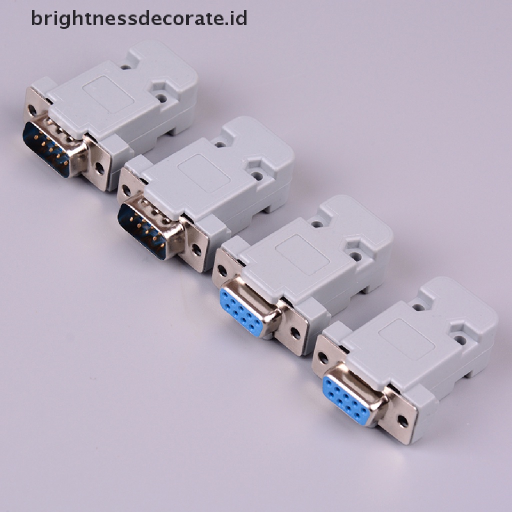 2 Set Rs232 Db9 Female Socket Plug Connector 9 Pin Tembaga Rs232 Dengan Case