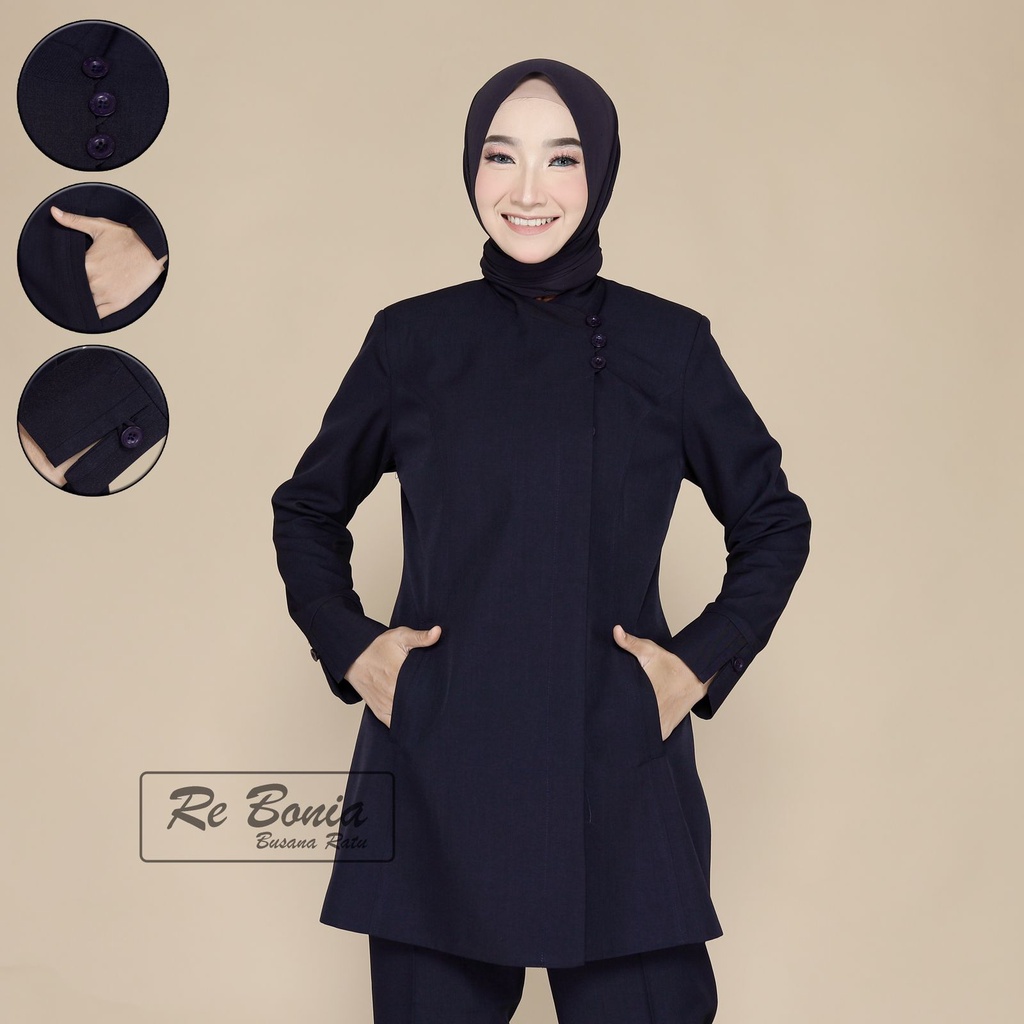 Seragam Rebonia Biru tua Seragam kerja PNS Seragam Dongker Seragam Rebonia Guru Blazer Guru PDH Guru