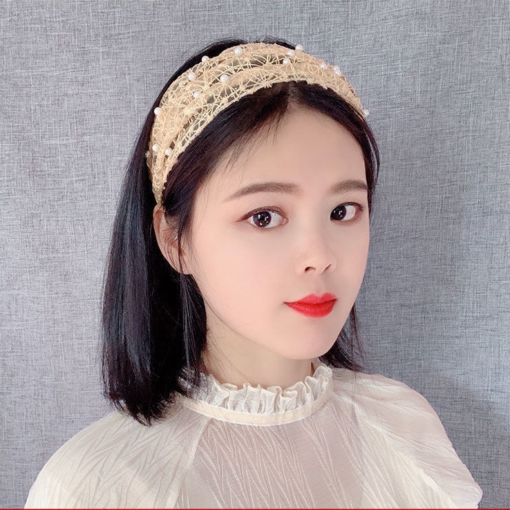 Ornamen ikat kepala renda bertepi lebar, ikat rambut manis, temperamen wanita, ikat rambut modis/penutup wanita ikat kepala rambut putih, wanita hutan manis Korea, cuci muka, ikat rambut bertekanan, tutup kepala, ikat kepala, tutup kepala, wanita