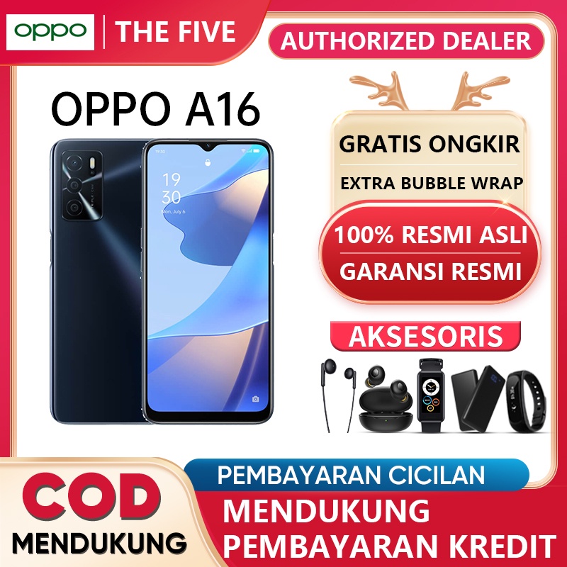 HP OPPO A16 A55 RAM 3GB/4GB ROM 32GB/64GB 6.52inc,13MP Camera, HD+ Eye-care Display, 5000mAh,Garansi resmi,COD-A16/Black 4+64