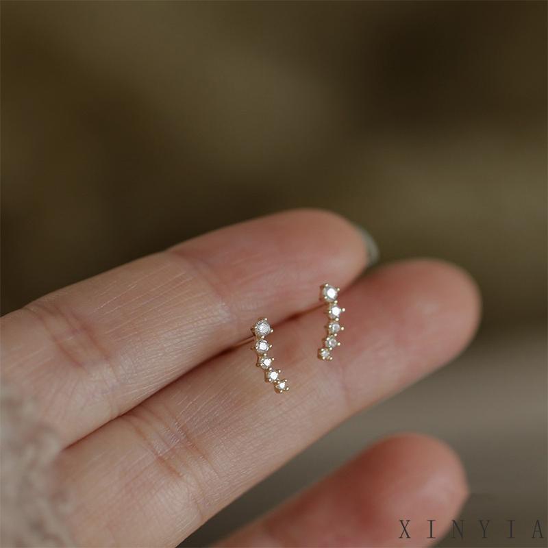 Xia.id Anting Tusuk Gantung Desain Geometri Hias Zircon Gaya Simple Untuk Wanita