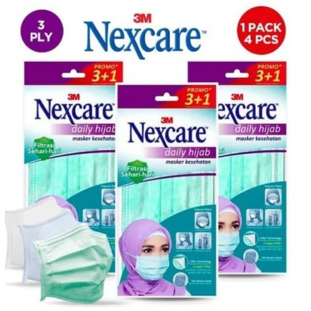 Masker 3M Nexcare HIJAB 3ply isi 4 masker