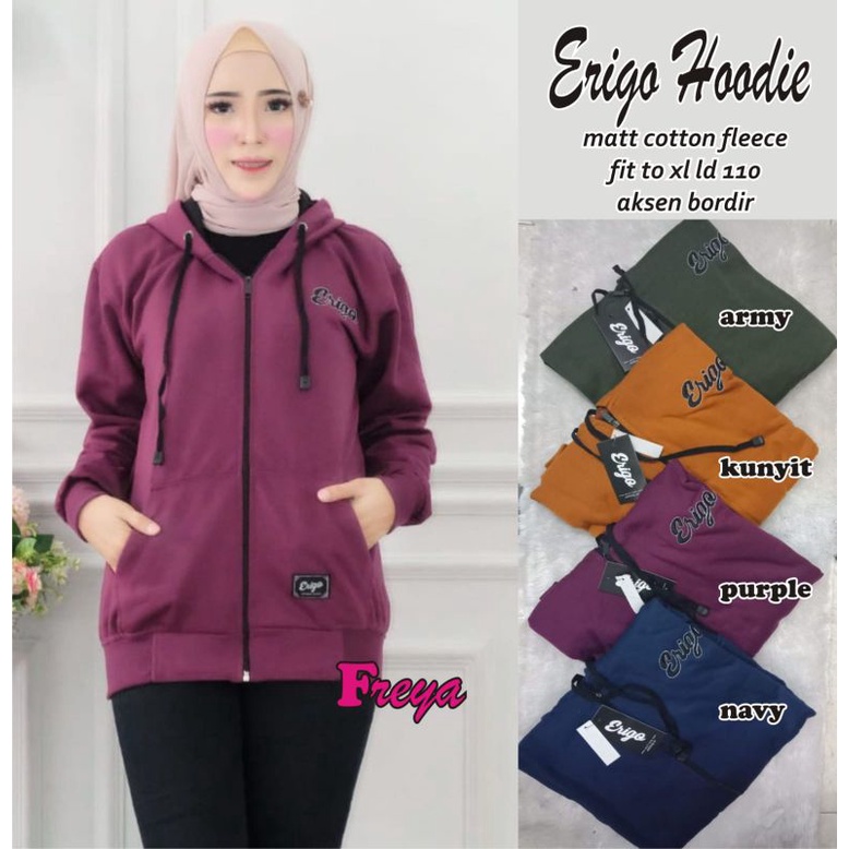 Jaket Erigo Hoodie Pakaian Wanita