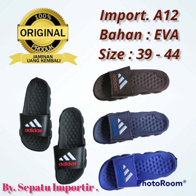 [ GRADE ORI ] Sandal Slop Adidas A12 Import 100 %  / Sandal slop import unisex made in Vietnam / san