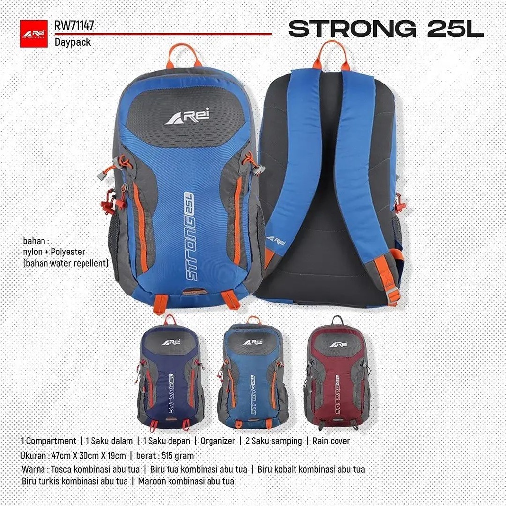 TAS RANSEL ORIGINAL REI STRONG 25L AREI OUTDOORGEAR + RAINCOVER