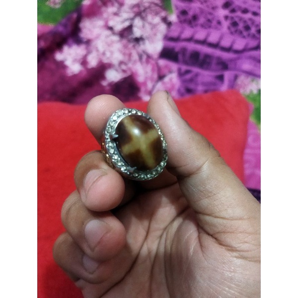 batu akik tapak jalak yaman coklat