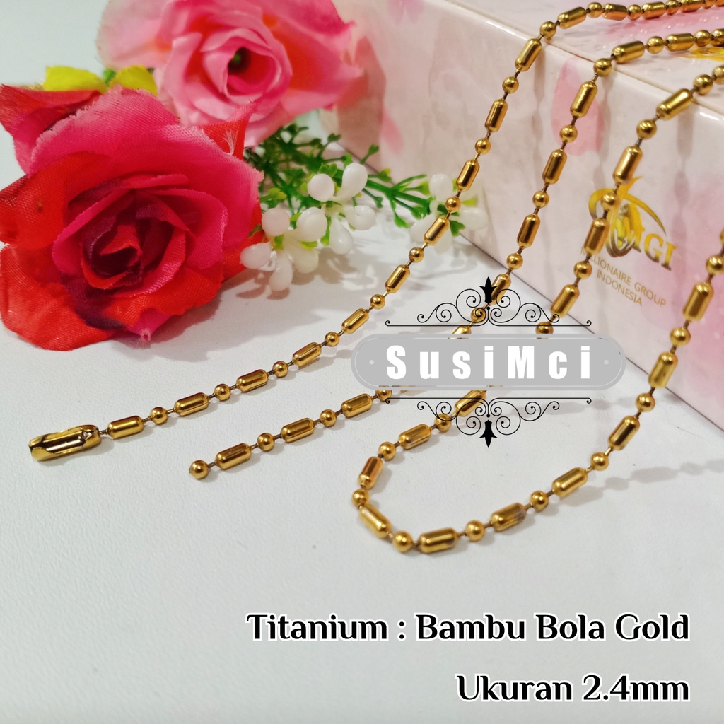 [[ 75cm ]] Rantai Kalung Bambubola Bambu Bola Gold / emas HIGH QUALITY stainless 316L chain necklace