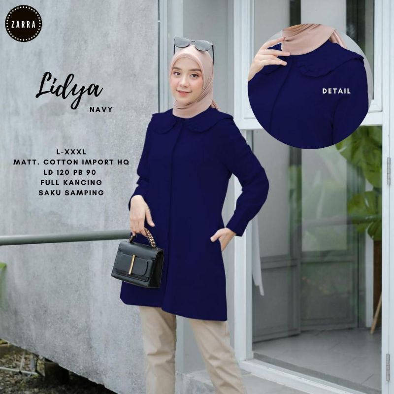 LIDYA TUNIK ATASAN LENGAN PANJANG BAHAN KATUN BUSUI BAJU KERJA WANITA