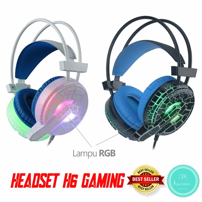 Headphone / Headset H6 Gaming Misde Stereo LED / Headphone Gaming FOR PC or Smartphone