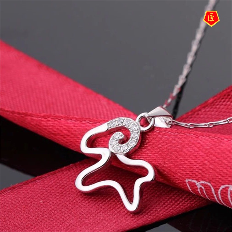 [Ready Stock]Silver Necklace Women's Auspicious Year Sheep Pendant Cute Fashion