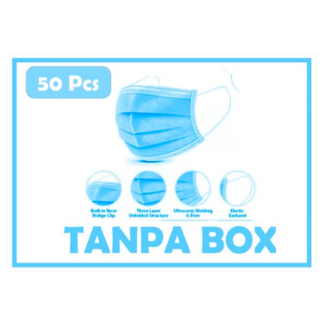 MASKER 3 PLY EARLOOP WARNA (HITAM) TANPA BOX termurah