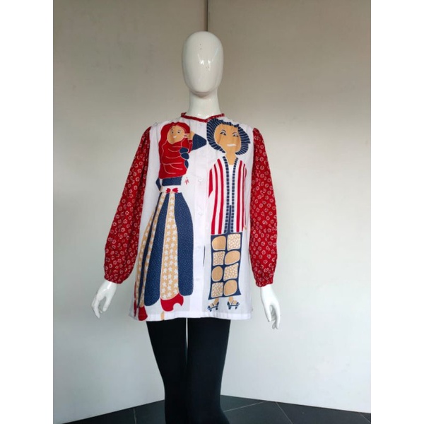 Blouse Batik Asli Solo Motif Bu Tejo Kombinasi Kain Garutan Dengan Bahan Katun Halus