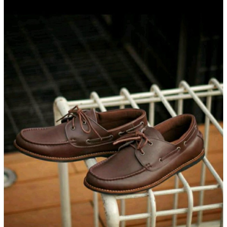 Sepatu Moccasin Pria Big Size JUMBO 43-44-45-46-47 Loafers Oxford Tali ukuran Besar Bahan KULIT Brown, 47