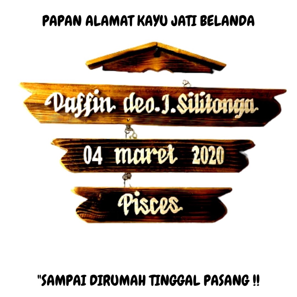 PAPAN NAMA RUMAH,HIASAN DINDING,DEKORASI DINDING CUSTOM NAMA BAHAN KAYU JATI BELANDA