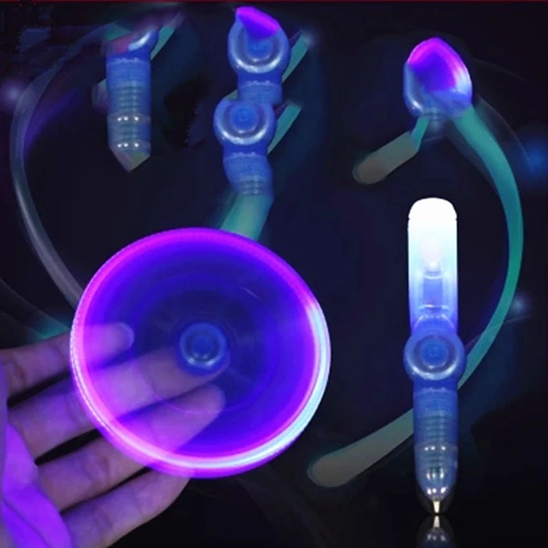 (Acak) Pulpen Fidget Spinner Multifungsi Dengan Lampu LED Untuk Meredakan Stress