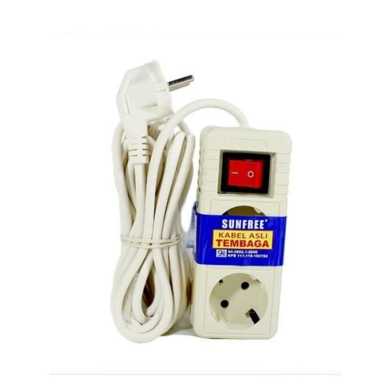 Stop Kontak Kabel 2 Lubang 5 meter Sunfree
