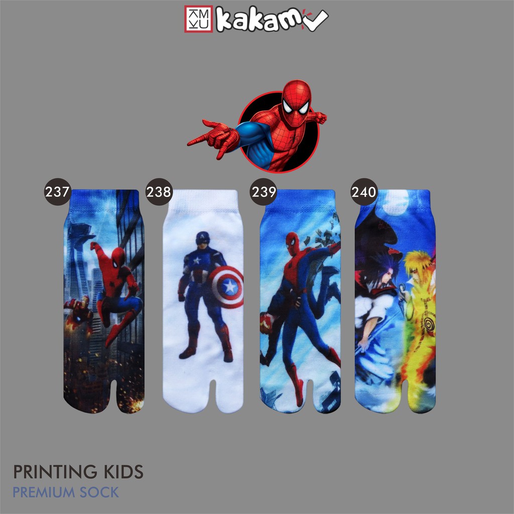 Kakamu Kaos Kaki Jempol Anak Printing Karakter Iron Man, Superhero, Batman, Spiderman 12