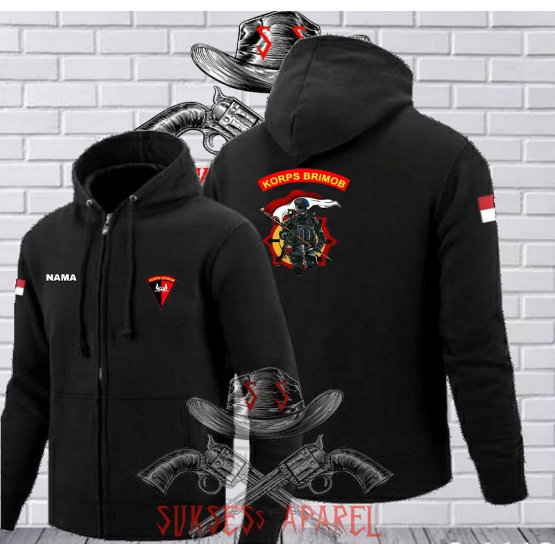 sweater korps brimob hoodie ziper/brimob/polri