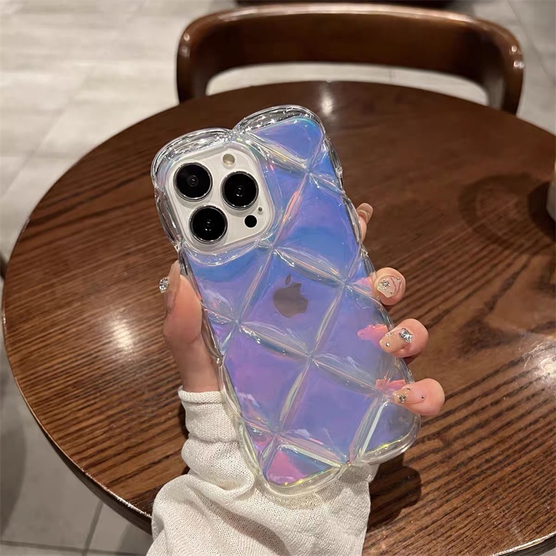 Case Transparan Motif laser aurora Warna Gradasi Untuk iphone 11 pro max 12 13 14 pro max X Xs max XR