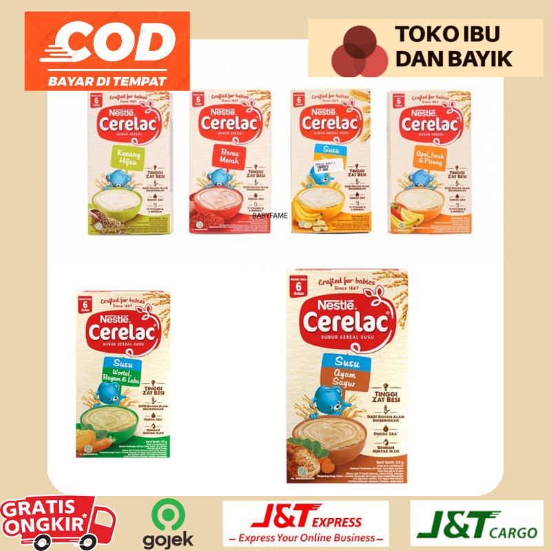 Nestle Cerelac Bubur Bayi Instant Rasa pisang/kacang hijau/ wortel/ayamsayur Box 120 g