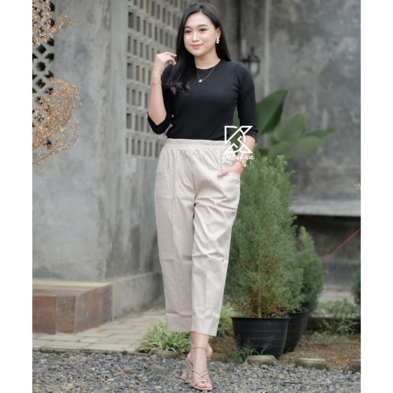 Celana Kulot Wanita Bahan Katun Twill Combed Premium - Baggy Pants 7/9 Kulot - Celana Bantal Wanita Premium